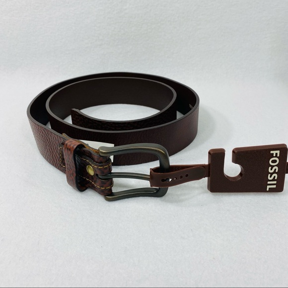 Fossil Pike Two Tone Brown Pebbled Leather Belt - Size 40 - NWT - Picture 2 of 10